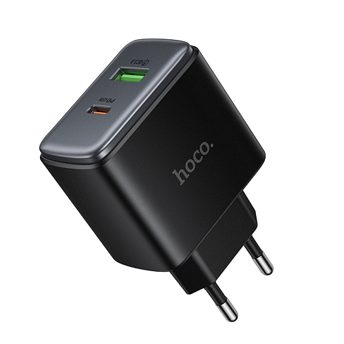 Сетевое зарядное устройство, 1 PD 45W + 1 USB 3.0 QC (C158A), HOCO, черный