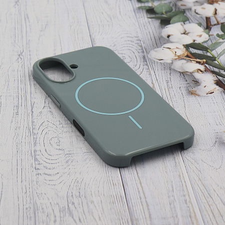 Чехол-накладка для iPhone 16, глянцевый, магнитный (MagSafe), без лого, X-CASE, бирюзовый