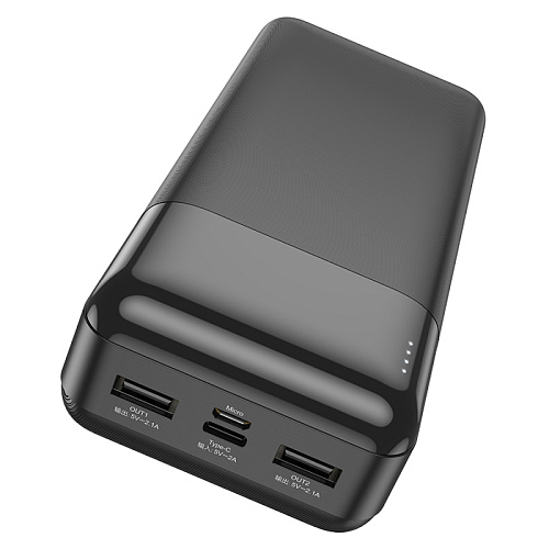 Универсальный Доп. Аккумулятор 30000mAh, J72B, HOCO, выход: 2 USB (5V/2.1A), черный