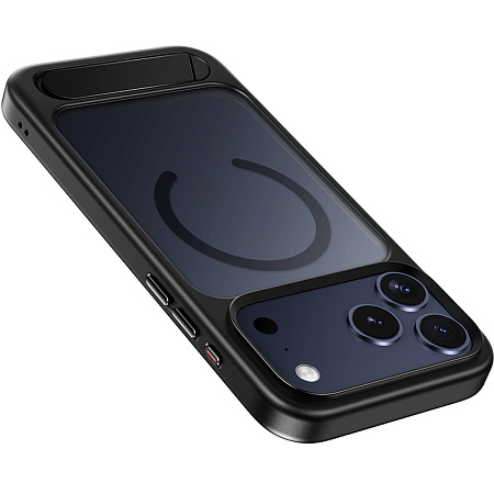 Чехол для iPhone 17 Pro Max, TPU+PC 1.7 мм, Магнитный (MagSafe), с подставкой, AS12, HOCO, прозрачный