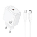 Сетевое зарядное устройство, 1 PD 25W (CS53A), HOCO, Type-C to Type-C, белый