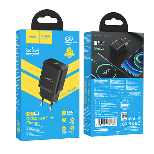 Сетевое зарядное устройство, 1 USB 3.0 QC (N26), HOCO, черный
