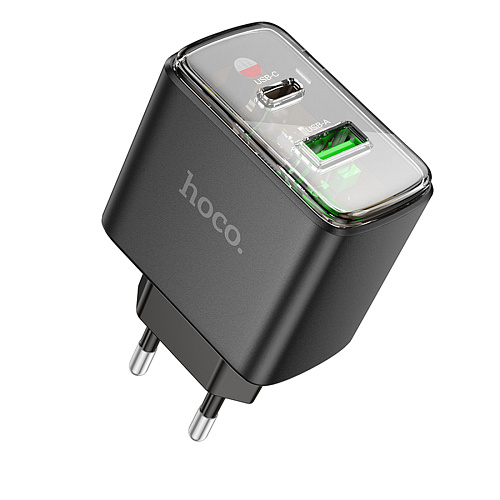 Сетевое зарядное устройство, 1 PD 30W + 1 USB 3.0 QC (CS42A), HOCO, черный