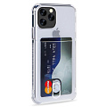 Чехол силиконовый для iPhone 14 Pro (6.1), с карманом для карты, X-CASE, прозрачный