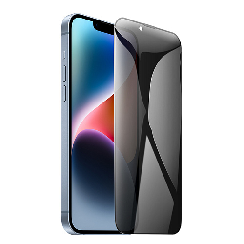 Защитное стекло на iPhone 13 (6.1)/13 Pro/14/16e, A777 Plus, HOCO, антишпионское, черное
