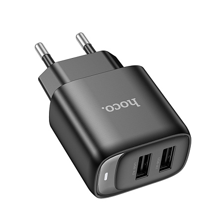 Сетевое зарядное устройство, 2 USB 2.1A (C141A), HOCO, черный