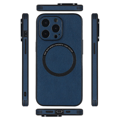 Чехол силиконовый для iPhone 14 Pro (6.1), Магнитный (MagSafe), экокожа, DU DU, синий