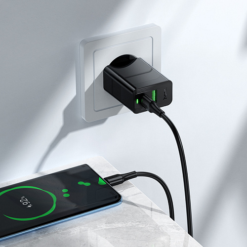 Сетевое зарядное устройство, 1 PD 20W + 1 USB 3.0 QC (CS94A), HOCO, черный