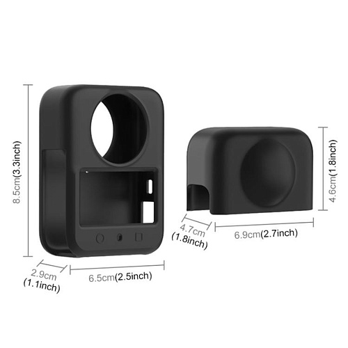 Силиконовый чехол для экшн камеры DJI Osmo 360, PULUZ, съемная защита объектива, черный