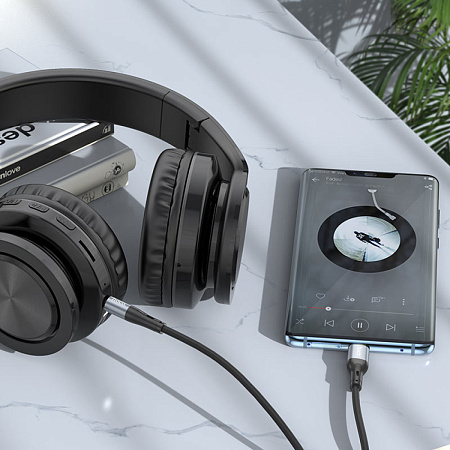 AUX Audio кабель 3,5 мм на Type-C, UPA22, HOCO, черный