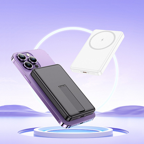 Универсальный Доп. Аккумулятор 5000mAh, J125, HOCO, выход: 1 PD 20W, беспроводная зарядка (MagSafe), черный