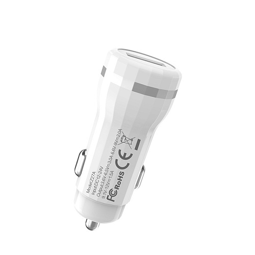 Автомобильное зарядное устройство, 1 USB QC3.0, (Z27A), HOCO, белый