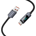 USB Кабель Type-C, HOCO, X112, 1 метр, с дисплеем, цвет черный