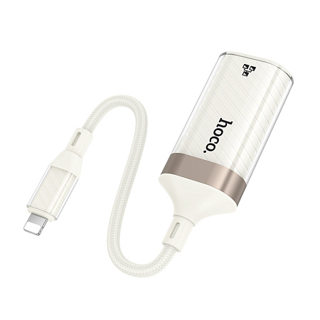 Переходник с lightning на RJ45, UA41A, HOCO, сеть: 10/100Mbps, цвет белый
