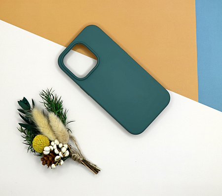 Чехол - накладка для iPhone 13 Pro, Silicon Case, без лого, зеленый лес