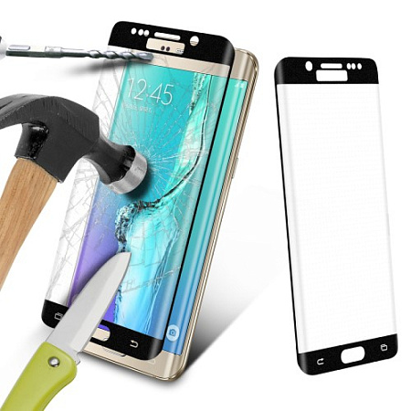 Защитное стекло на Samsung G928F, Galaxy S6 Edge Plus, с загибом, черное, X-CASE