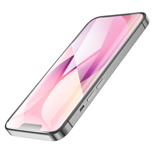 Защитное стекло на iPhone 13 (6.1)/13 Pro/14/16e, G8, HOCO, 3D Full screen fine edge anti-fall tempered glass, черное