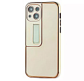 Чехол силиконовый для iPhone 13 (6.1), глянцевый с подставкой, X-CASE, белый