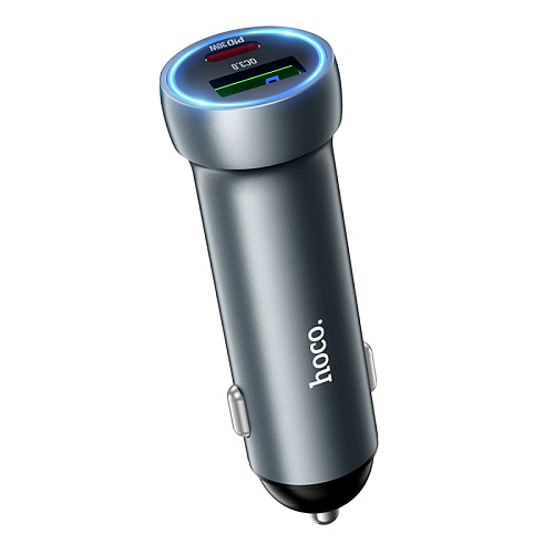 Автомобильное зарядное устройство, 1 USB QC3.0+1 PD 30W (Z54A), HOCO, серый