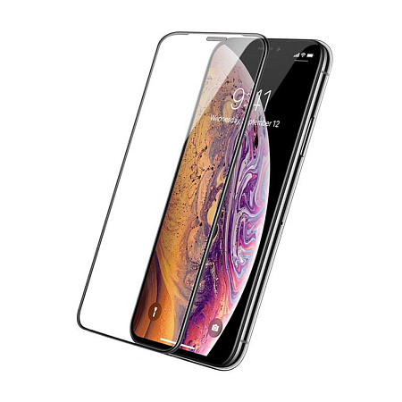 Защитное стекло на iPhone X/XS/11 Pro (5.8), 6D, с сеточкой для динамика, черное, X-CASE