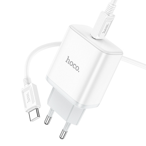 Сетевое зарядное устройство, 1 PD 20W (C104A), HOCO, Type-C to Type-C, белый