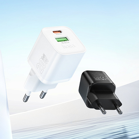 Сетевое зарядное устройство, 1 PD 20W + 1 USB 3.0 QC (N65), HOCO, черный