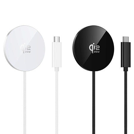 Беспроводное зарядное устройство, CW63 Pro, протокол быстрой зарядки Qi2.2, Type-C, белый