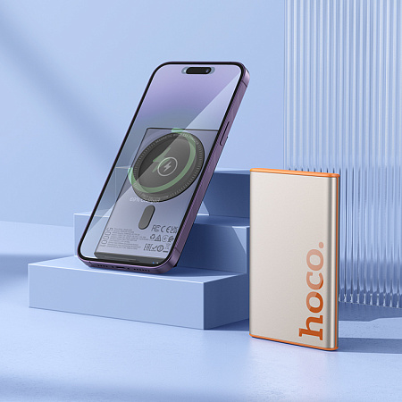 Универсальный Доп. Аккумулятор 5000mAh, Q32, HOCO, 1 PD 20W, беспроводная зарядка (MagSafe), серый
