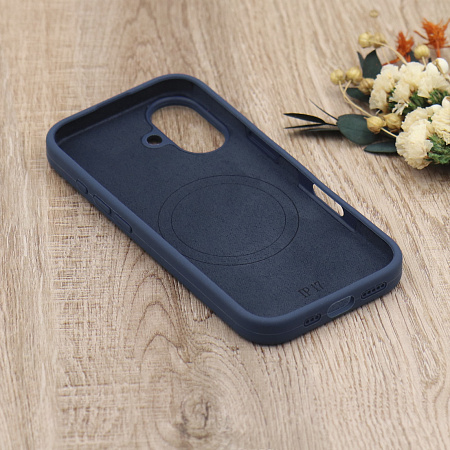 Чехол-накладка для iPhone 17, Silicon Case, магнитный (MagSafe), с дизайном, без лого, X-CASE, синий