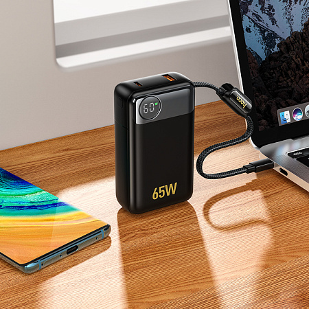 Универсальный Доп. Аккумулятор 12000mAh, Q53, HOCO, выход: 1 PD (65W), Type-C (60W), черный