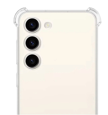 Чехол силиконовый для Samsung Galaxy S23 Plus, усиленные края, с защитой камеры, X-CASE, прозрачный