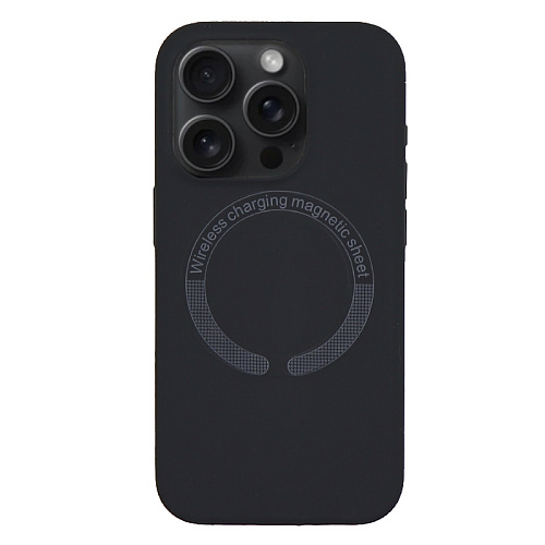 Чехол-накладка для iPhone 15 Pro, Silicon Case, магнитный (MagSafe), без лого, X-CASE, угольно-серый