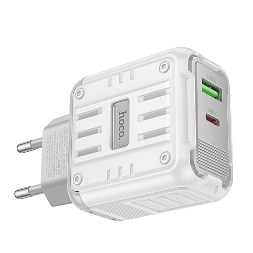 Сетевое зарядное устройство, 1 PD 45W + 1 USB 3.0 QC (C136A), HOCO, белый