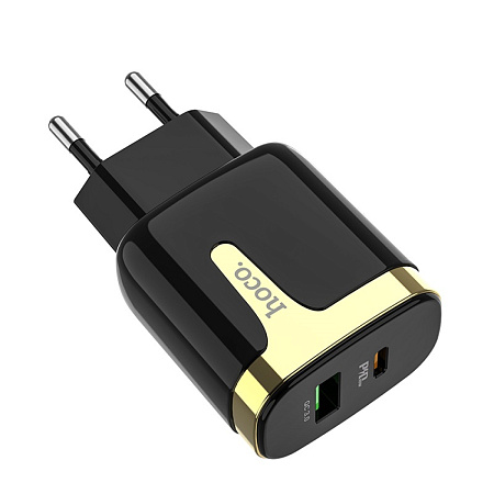 Сетевое зарядное устройство, 1 PD 18W + 1 USB 3.0 QC (C79A), HOCO, черный