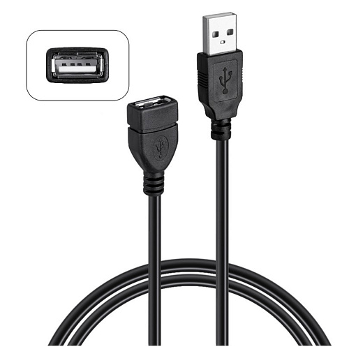 Кабель USB (папа)-USB (мама),  2.0 удлинитель, длина 9 м, цвет черный