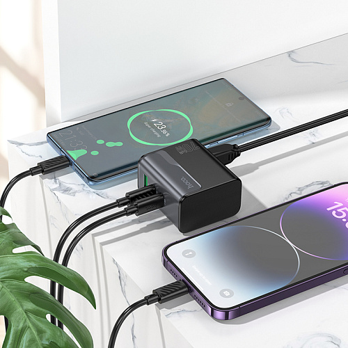 Сетевое зарядное устройство, 2 PD 70W + 1 USB 18W (CS76A), HOCO, черный