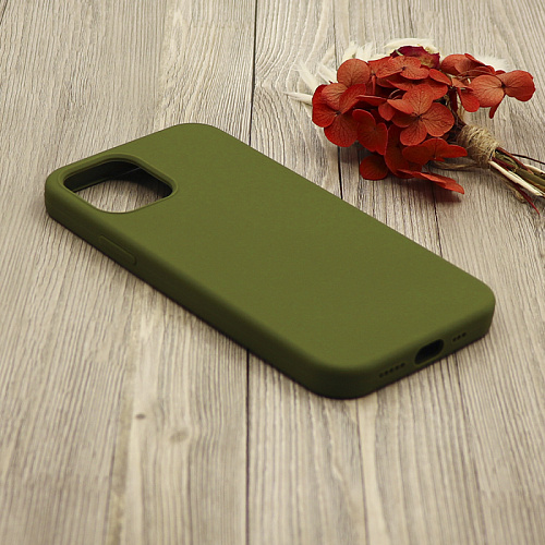 Чехол - накладка для iPhone 12/12 Pro, Silicon Case, без лого, хаки