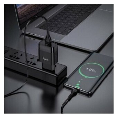 Сетевое зарядное устройство, 1 USB 3.0A (C72Q), HOCO, Type-C, черный