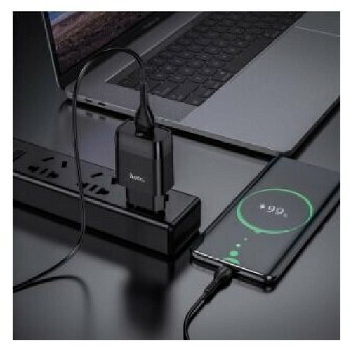 Сетевое зарядное устройство, 1 USB 3.0A (C72Q), HOCO, Type-C, черный