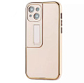 Чехол силиконовый для iPhone 13 (6.1), глянцевый с подставкой, X-CASE, розовый