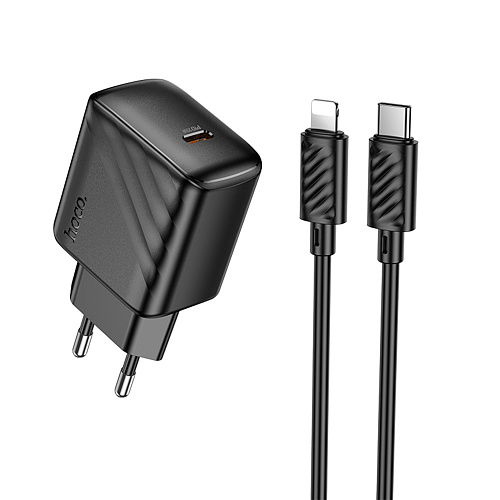 Сетевое зарядное устройство, 1 PD 25W (CS24A), HOCO, Type-C to Lightning, черный