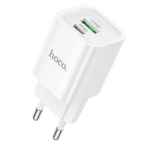 Сетевое зарядное устройство, 1 PD 30W + 1 USB 3.0 QC (C149A), HOCO, мини, белый