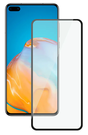 Защитное стекло на Huawei P40 Pro/P40 Pro +, полный клей, черный, X-CASE