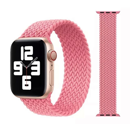 Ремешок на руку для Apple Watch 42/44/45/49 мм, нейлоновый эластичный №10, розовый