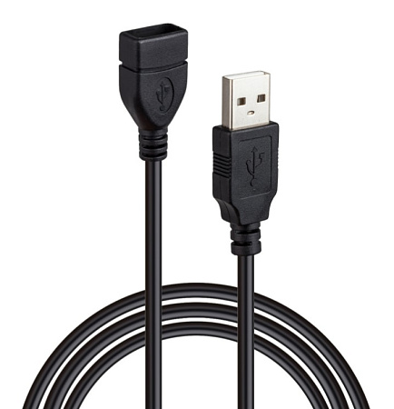 Кабель USB (папа)-USB (мама),  2.0 удлинитель, длина 3 м, цвет черный