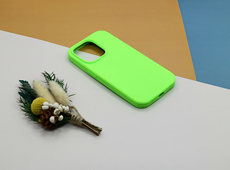 Чехол - накладка для iPhone 13 Pro, Silicon Case, без лого, салатовый