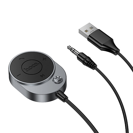 Bluetooth Receiver с AUX, E150, HOCO, вес 37 г, металлический серый