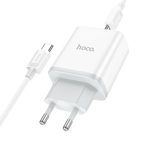 Сетевое зарядное устройство, 1 PD 20W + 1 USB 3.0 QC (C105A), HOCO, Type-C to Type-C, белый
