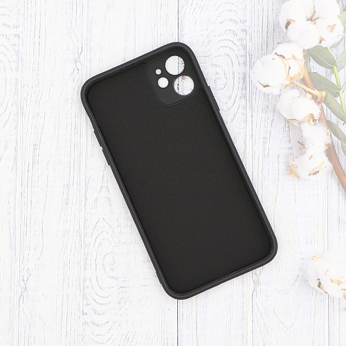 Чехол силиконовый для iPhone 11 (6.1), с микрофиброй внутри, с защитой камеры, X-CASE, черный