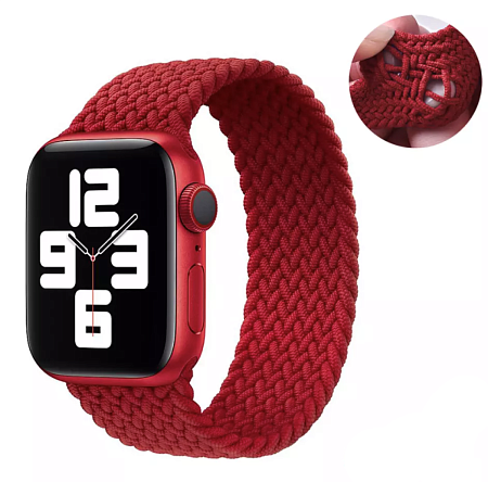 Ремешок на руку для Apple Watch 38/40/41 мм, нейлоновый эластичный №6, красный